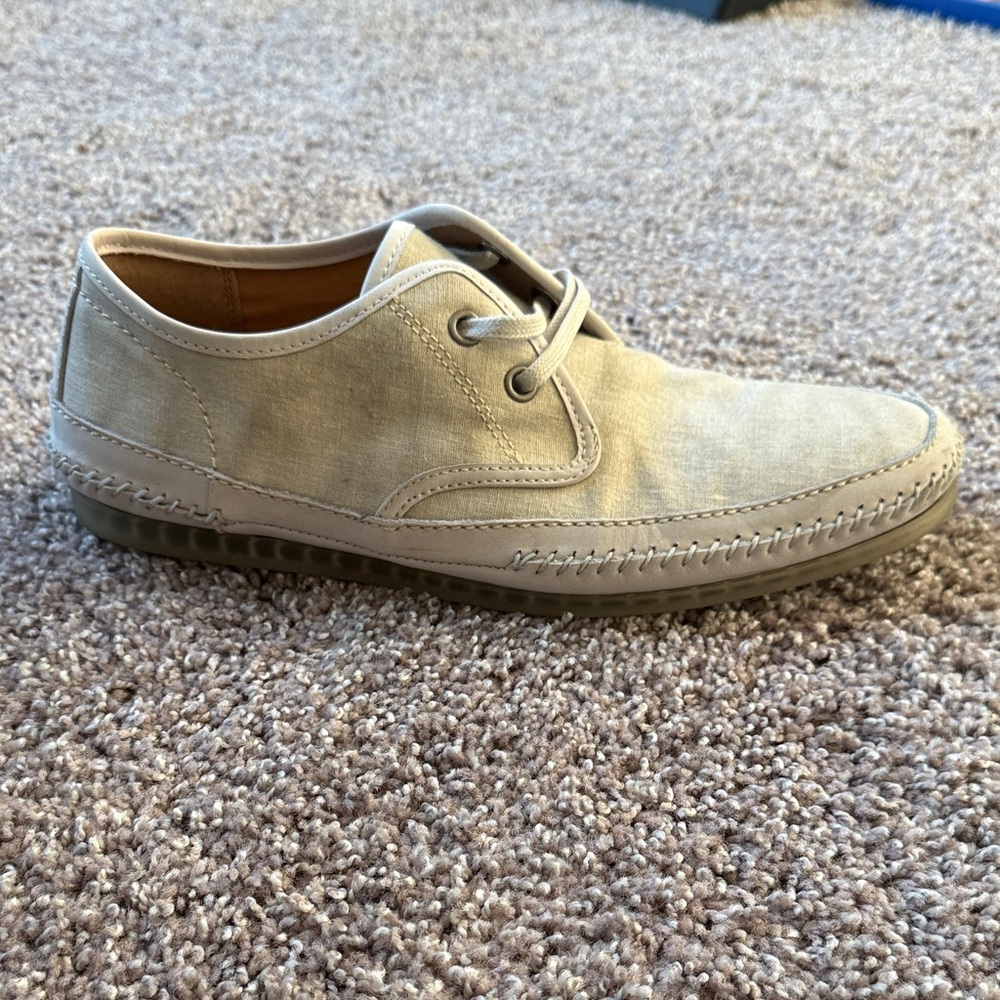 John Varvatos Beige Canvas Oxfords